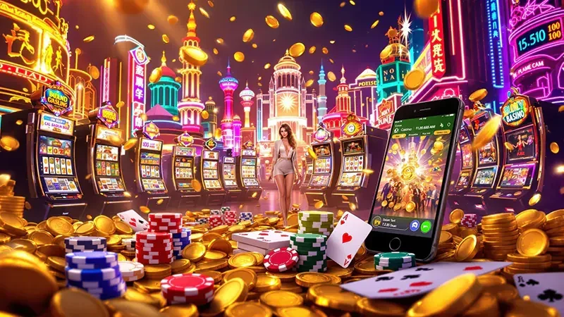 Tampilan permainan slot dengan reel dan simbol berwarna